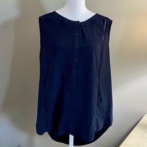Merona Navy Button Tunic Sleeveless Blouse Size L